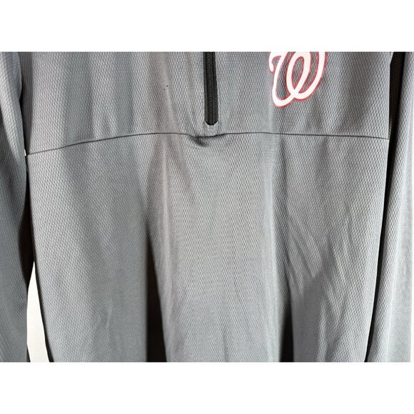 Washington Nationals MLB Majestic Mens Medium 1/4 Zip Gray Pullover - Picture 3 of 11